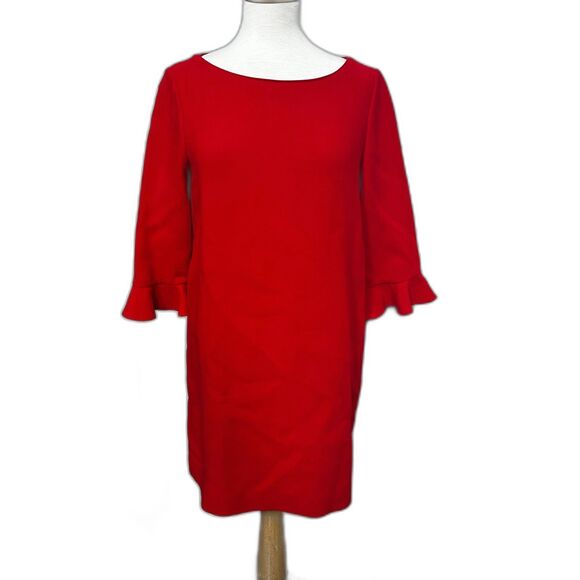 Kate Spade LUNA Cherry Red Midi Dress with Ruffle Sleeves - Women 10 - Picture 1 of 6